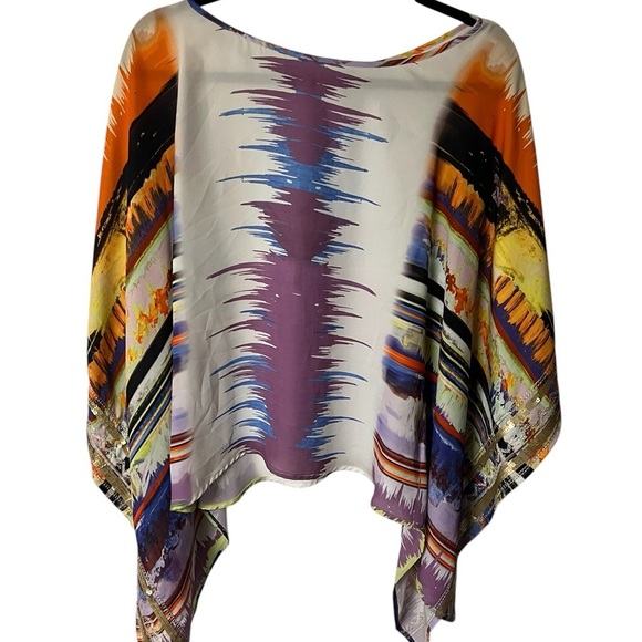 Bebe Embellished Colorful Printed Kaftan Size XS - Picture 3 of 5